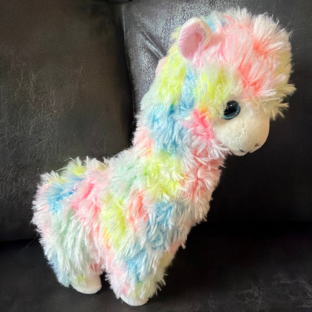 Ty Beanie Babies Lola the Rainbow Llama Plush Toy Rainbow Tie-Dye Pattern